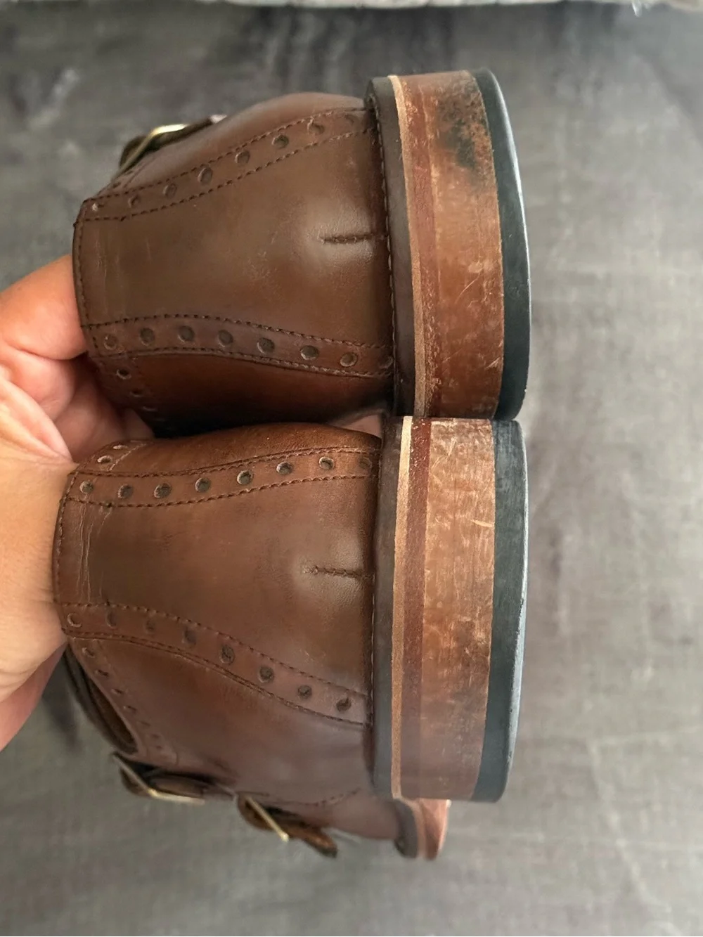 Johnston & Murphy Double Buckle Monk Strap Mens Brown Oxfords Casual Shoes 8.5M